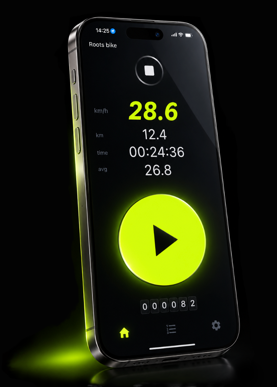 NNCNC main screen showing speed, distance and ride time